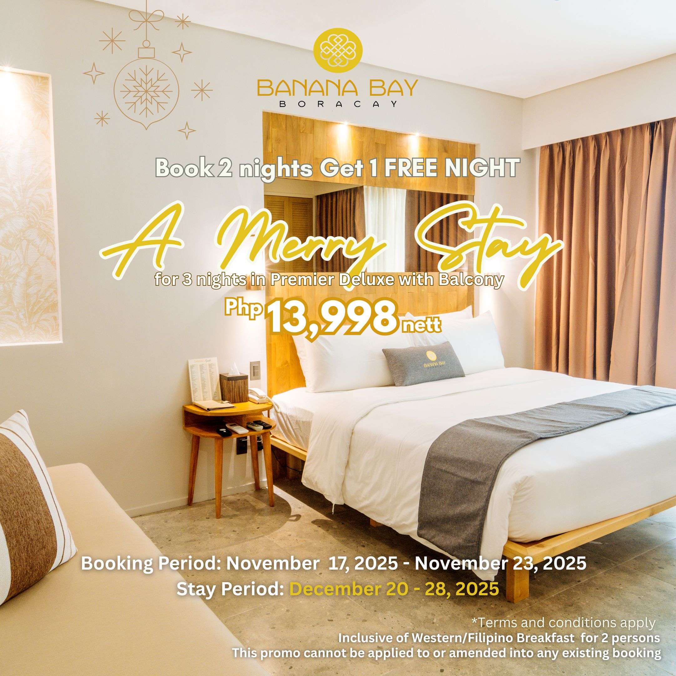 A Merry Stay: Book 2 Nights and Get 3rd Night for Free